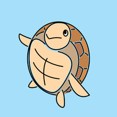 Vector illustration of a sea turtle swimming in the sea