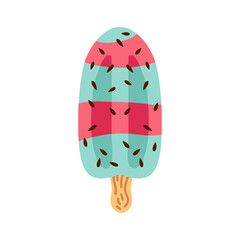 Ice cream in bright cartoon style. Icecream vector in nice colors isolated on white background. Vector illustration for web design or print