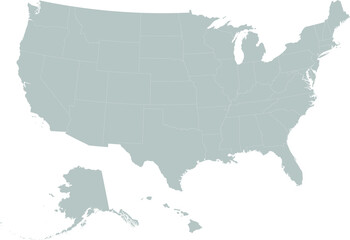 Plakat Gray map of United States of America with US federal states