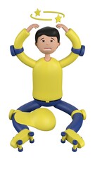 Character person illustration about teenager get a accident while playing roller skates. 3D illustration. 3D rendering.