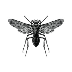 Tarantula Hawk Wasp hand drawing vector illustration isolated on background