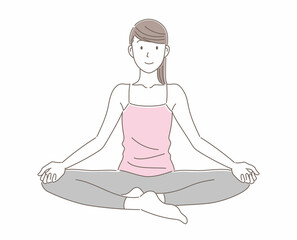 ヨガをする女性のイラスト素材