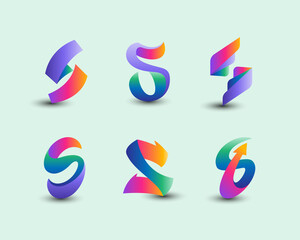 Set of creative colorful letter s logo.
