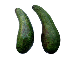 raw green avocado isolate on white background.