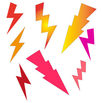 Electric power. Lightning icons. Vector illustration. Stock image.