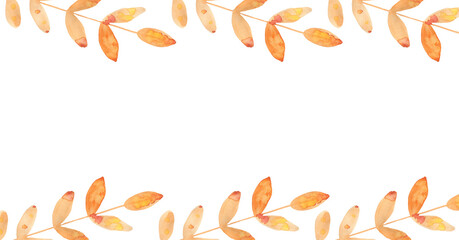 Fototapeta premium watercolor elegant autumn leaves and branches horizontal elongated banner for social networks