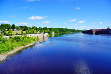 Waterville city and Kennebec river - obrazy, fototapety, plakaty
