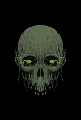 Head skull and root artwork illustration
