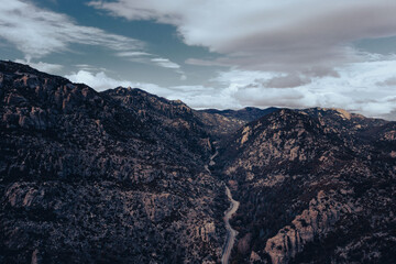 Catalina Highway going up Mt. Lemmon, aerial.