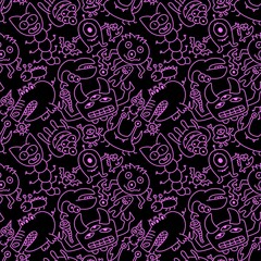 Kids seamless aliens and monsters pattern for fabrics and textiles and packaging and wrapping paper and notebooks