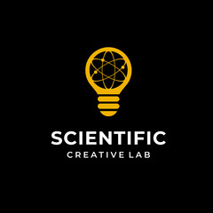 Science lamp vector logo template. This design use molecule symbol. Suitable for education