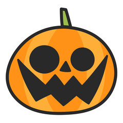 ハロウィンのオバケかぼちゃのイラスト。アウトライン付き。