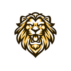 Roaring lion head mascot illustration logo