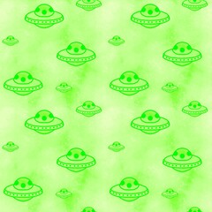 Spaceship seamless ufo pattern for kids and clothes print and accessories and wrapping paper and wrapping paper © Tetiana