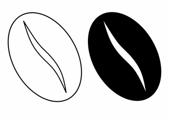 Coffee Bean seed icon set isolated on white background