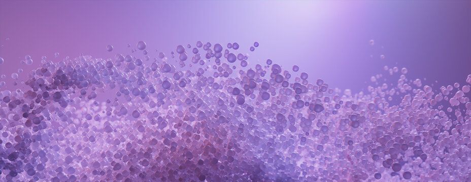 Purple Background with Contemporary, Suspended Spheres. Medical or Innovative Technology concept.