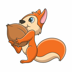 cartoon illustration squirrel gathering food to prepare for the long dry season