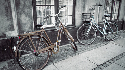 Fototapeta na wymiar bicycles in the street in Denmark