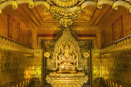 Mahar Shwe Thein Daw Buddha statue golden buddha statue at Mahar Shwe Thein Daw Pagoda locate in Kyaukse, Mandalay,  Myanmar, most famous for Myanmar people to grant wishes of its worshippers