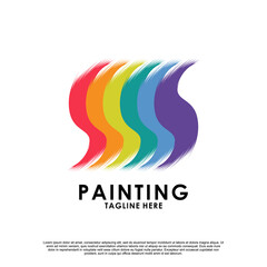 painting logo design Premium Vector