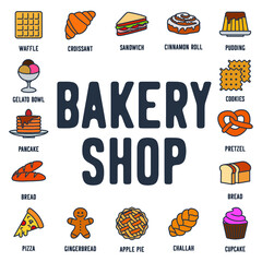 Bakery shop set icon symbol template for graphic and web design collection logo vector illustration