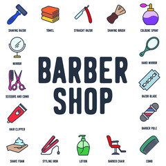 Barber shop set icon symbol template for graphic and web design collection logo vector illustration