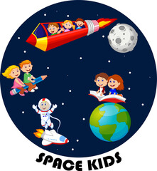 Cartoon kids space travel collection