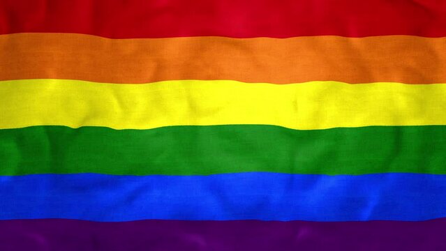 Pride, LBGTQI+ Lesbian Gay Bisexual Trans Queer Intersex rainbow flag cloth waving in the breeze seamless repeating looping video
