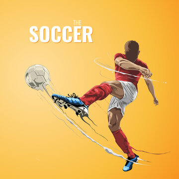 kick the ball soccer illustration