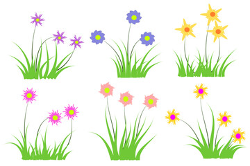 Obraz na płótnie Canvas grass cartoon cute, grass and flower