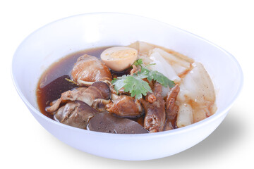 Chinese roll noodle soup, food made from noodles with clipping path