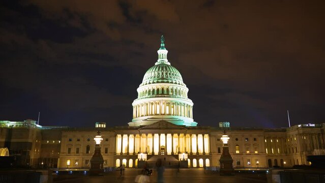 The United States Capitol at night, often called the Capitol Building, is the home of the United States Congress and the legislative branch of the U.S. federal government. Washington, United States.