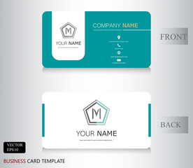 White and green modern vector name card