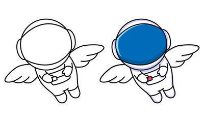 cute astronaut flying coloring page for kids