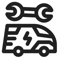 electric car repair icon outline