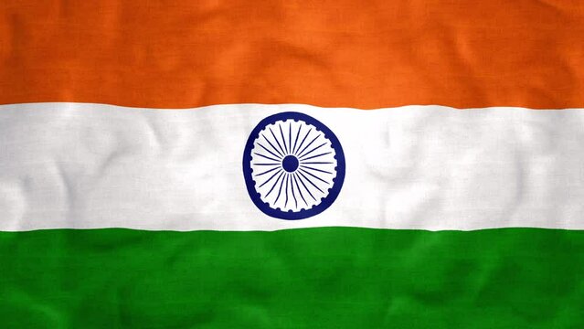 India Indian flag cloth waving in the breeze seamless repeating looping video