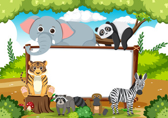 Blank board with wild animals