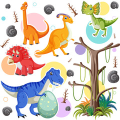 Cute dinosaur seamless pattern