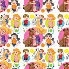 Children cartoon character seamless pattern