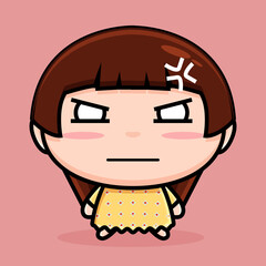 girl character mascot with angry expression