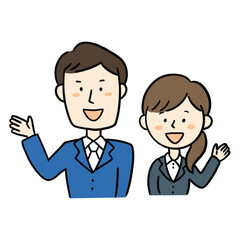 スーツを着た男女