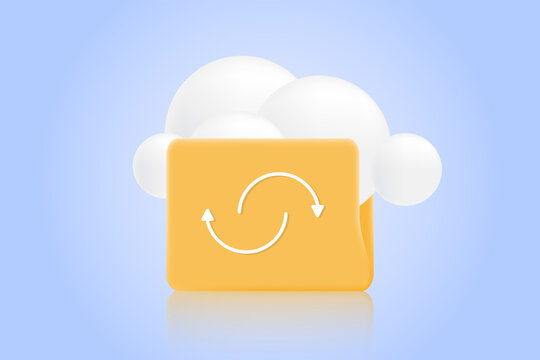 Cloud storage 3d icon vector. Digital folder with cloud on background.