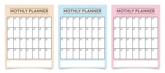 Vector monthly planner page template - obrazy, fototapety, plakaty