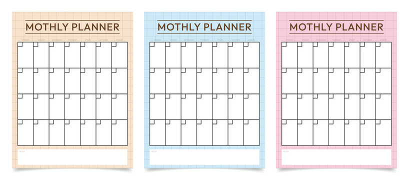 Vector monthly planner page template