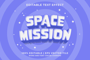 3d Space Mission Cartoon Editable Text Effect Premium Vector