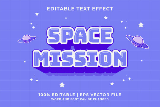 3d Space Mission Cartoon Editable Text Effect Premium Vector