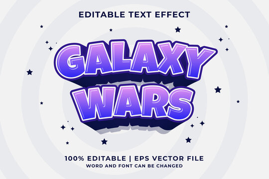 3d Galaxy Wars Cartoon Editable Text Effect Premium Vector