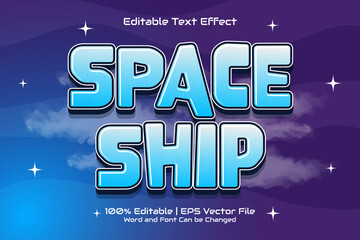 Fototapeta premium Editable text effect - Space Ship Cartoon Game style
