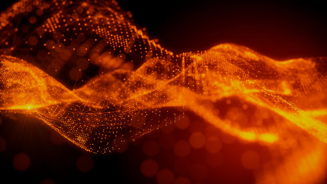 Medical Innovation Concept. Orange, Futuristic Digital Style. 3D Render.