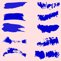 Obraz premium collection of blue brush ink stroke hand draw